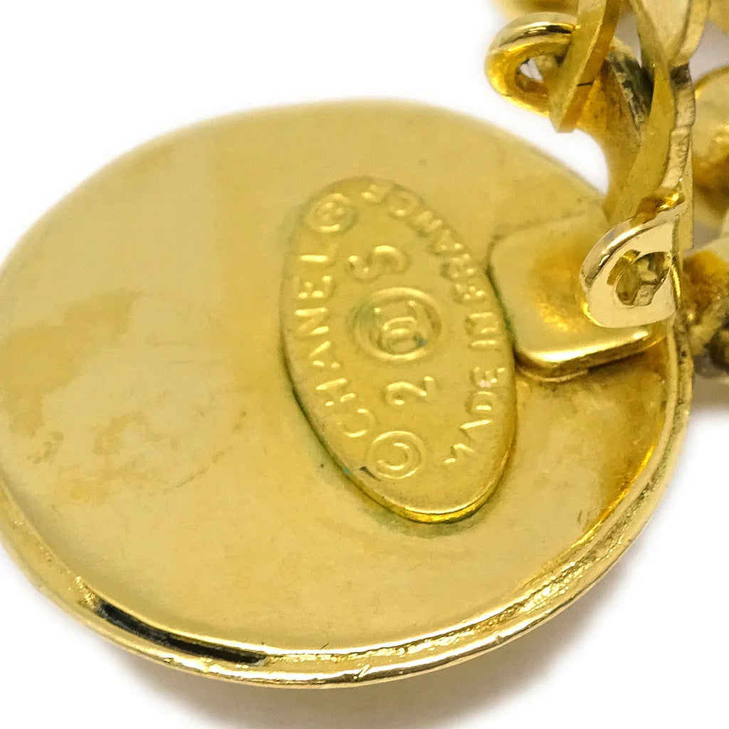 Chanel Gold Dangle Earrings Clip-On 25