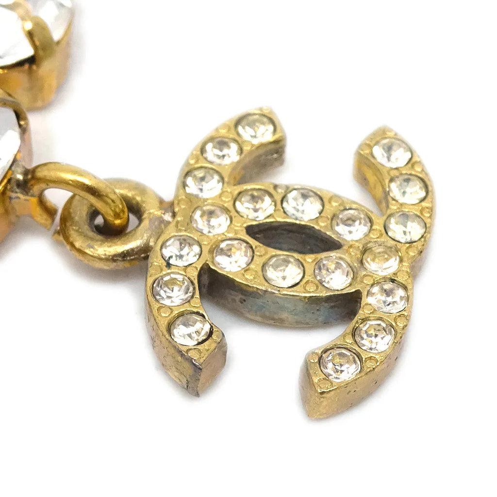 Chanel Rhinestone Bracelet Gold 96P