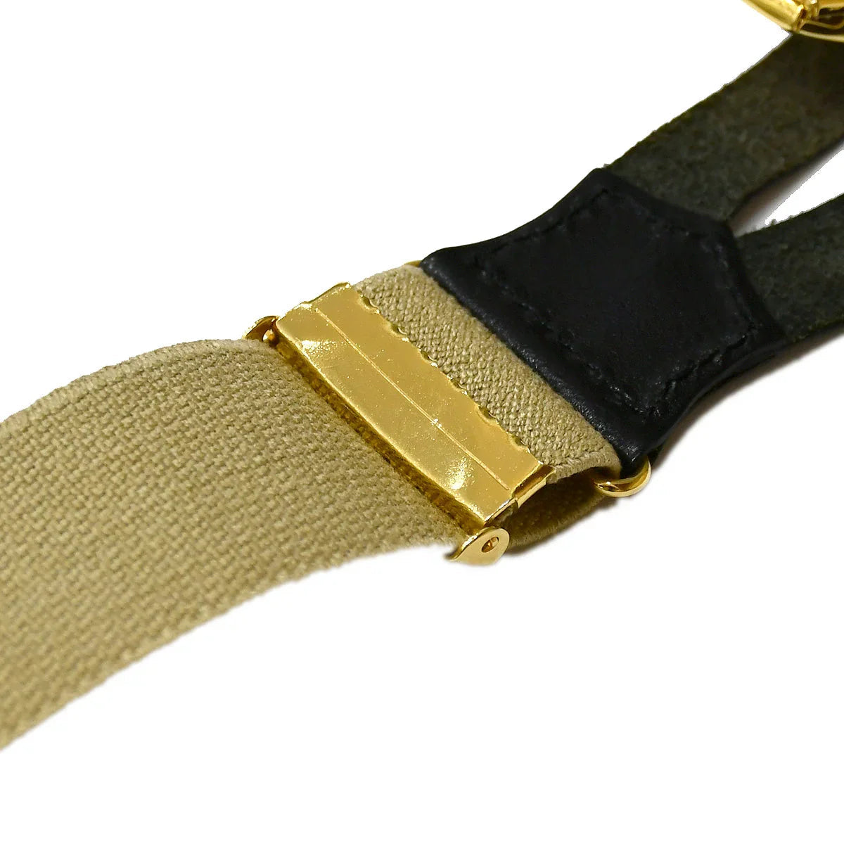 Chanel Logo Suspenders Beige