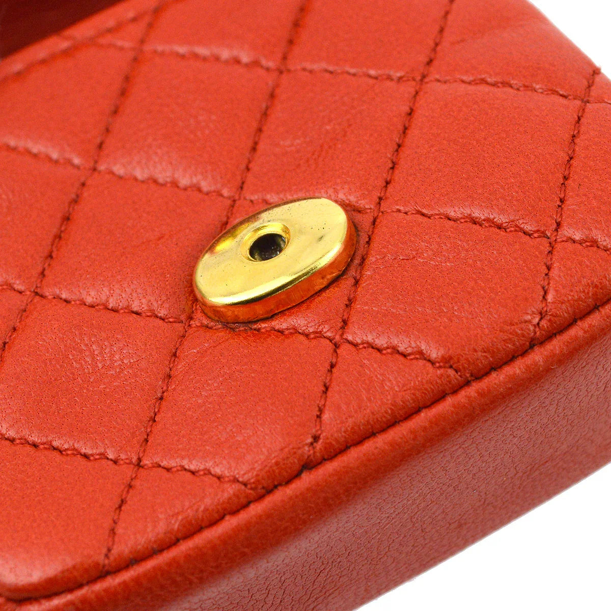 Chanel Red Lambskin Classic Flap Micro Bag