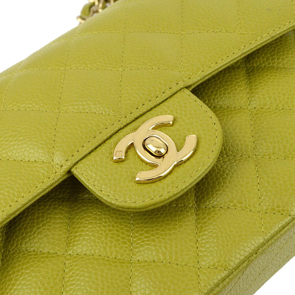 Chanel * 2003-2004 Green Caviar Small Classic Double Flap Bag