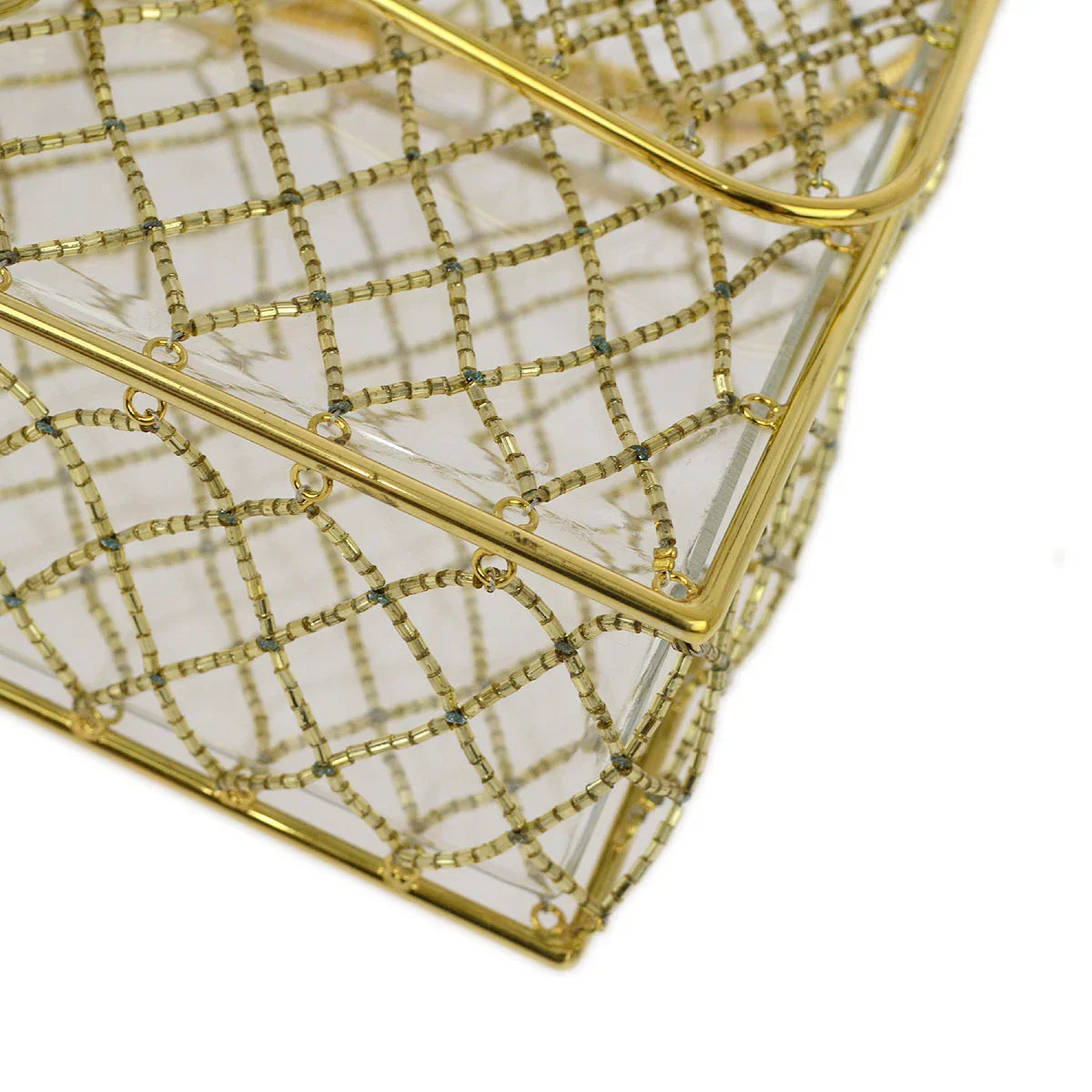 Chanel * Clear Cage Bag in Lucite with Beading, Gold Tone Frame and Chain Strap