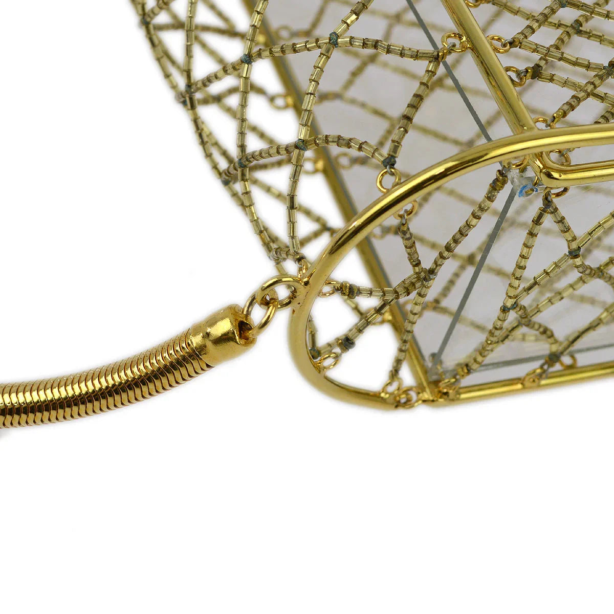 Chanel * Clear Cage Bag in Lucite with Beading, Gold Tone Frame and Chain Strap