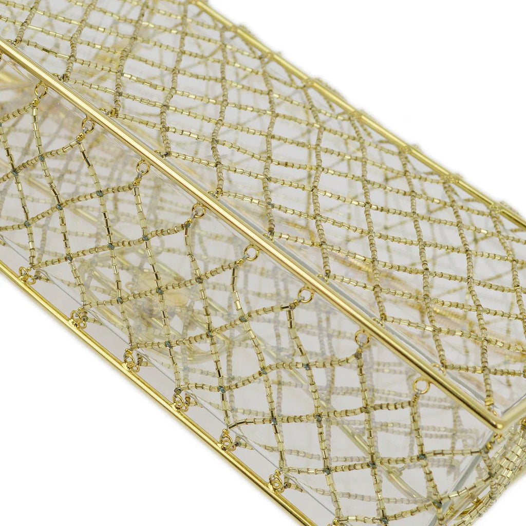 Chanel * Clear Cage Bag in Lucite with Beading, Gold Tone Frame and Chain Strap