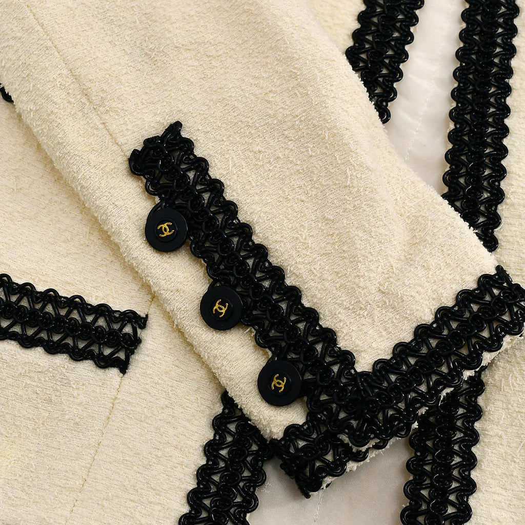 Chanel Setup Suit Jacket Skirt Ivory 94P #38