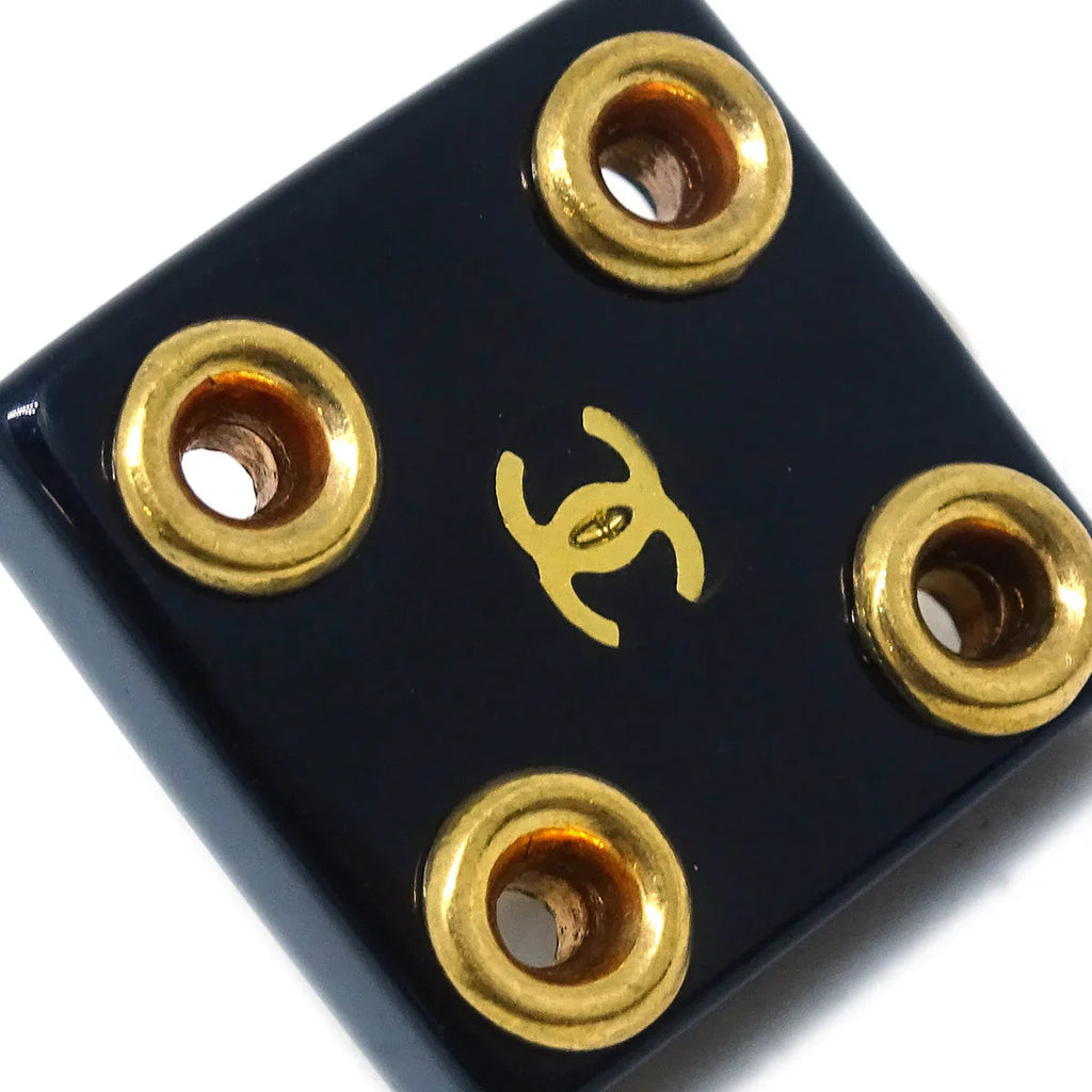 Chanel Square Earrings Clip-On Black 01P