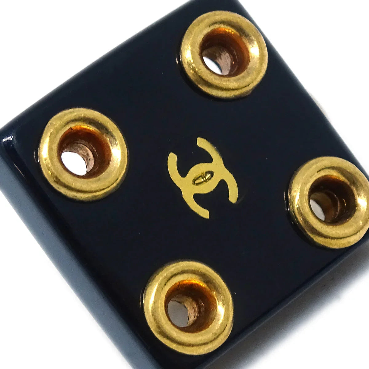 Chanel Square Earrings Clip-On Black 01P