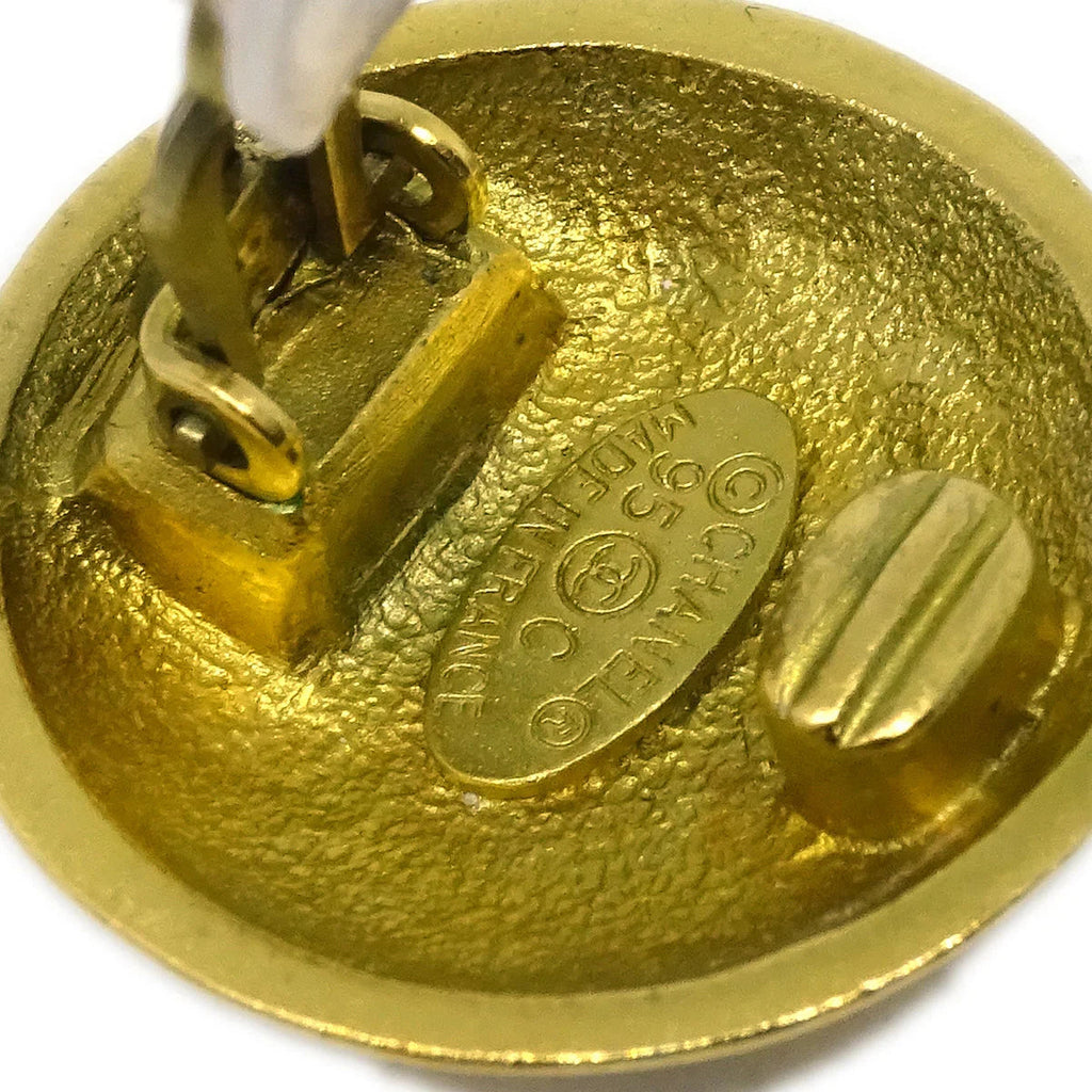 Chanel Button Earrings Clip-On Gold 95C