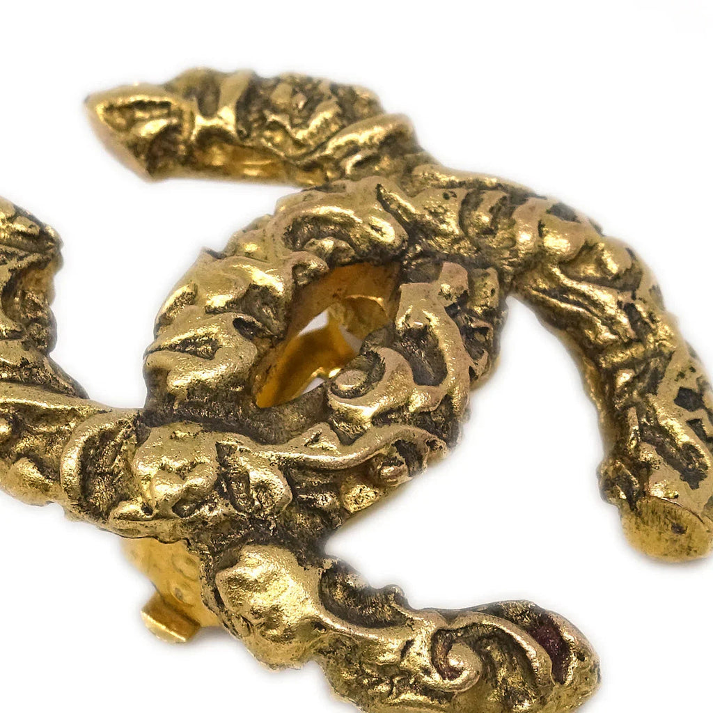 Chanel CC Earrings Clip-On Gold 93A Large
