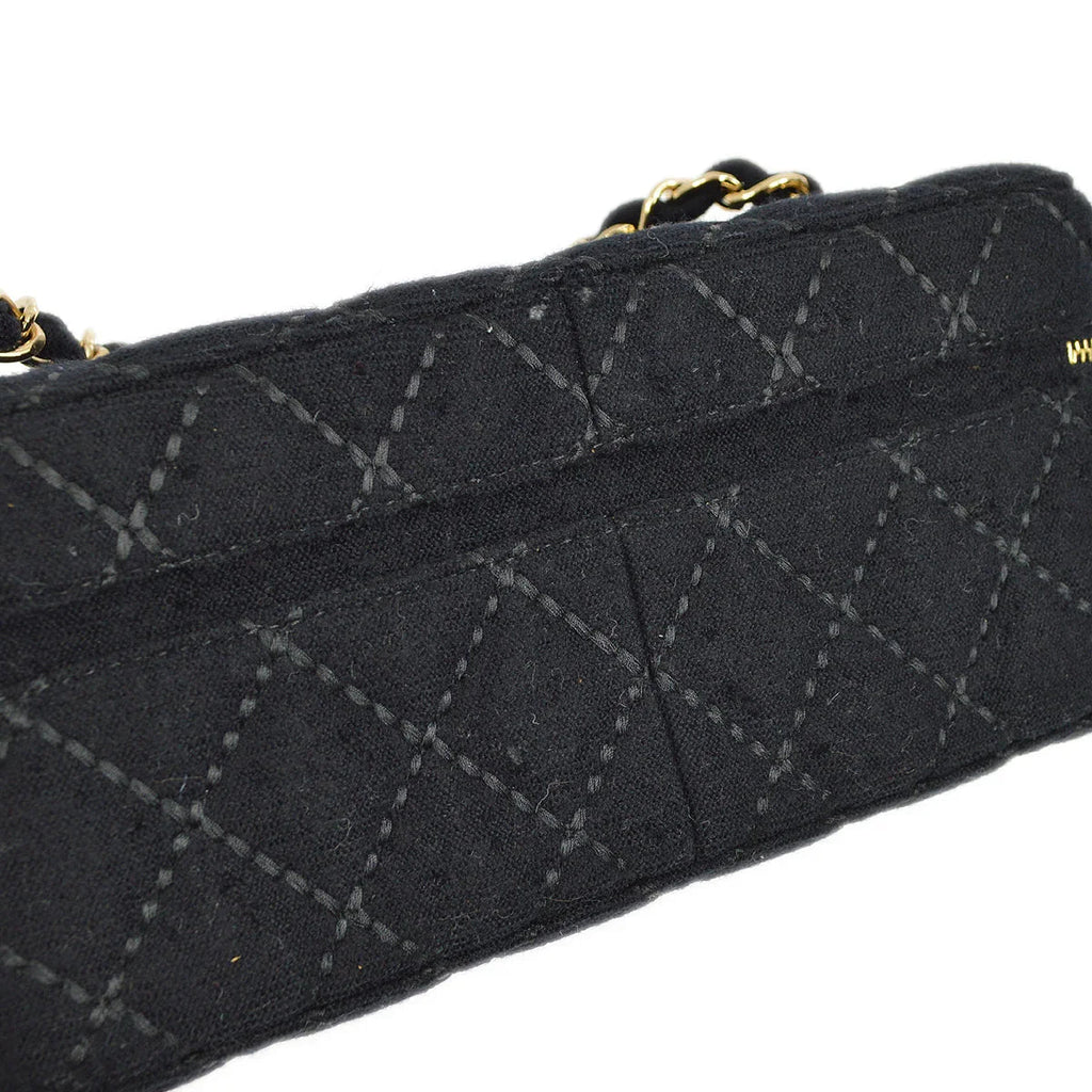 Chanel 2001-2003 Black Wool Wild Stitch Vanity Handbag