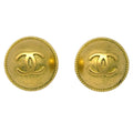 Chanel Gold Button Earrings Clip-On 95P