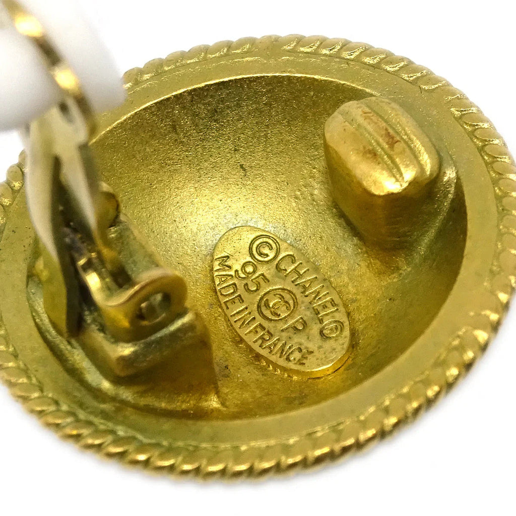 Chanel Gold Button Earrings Clip-On 95P