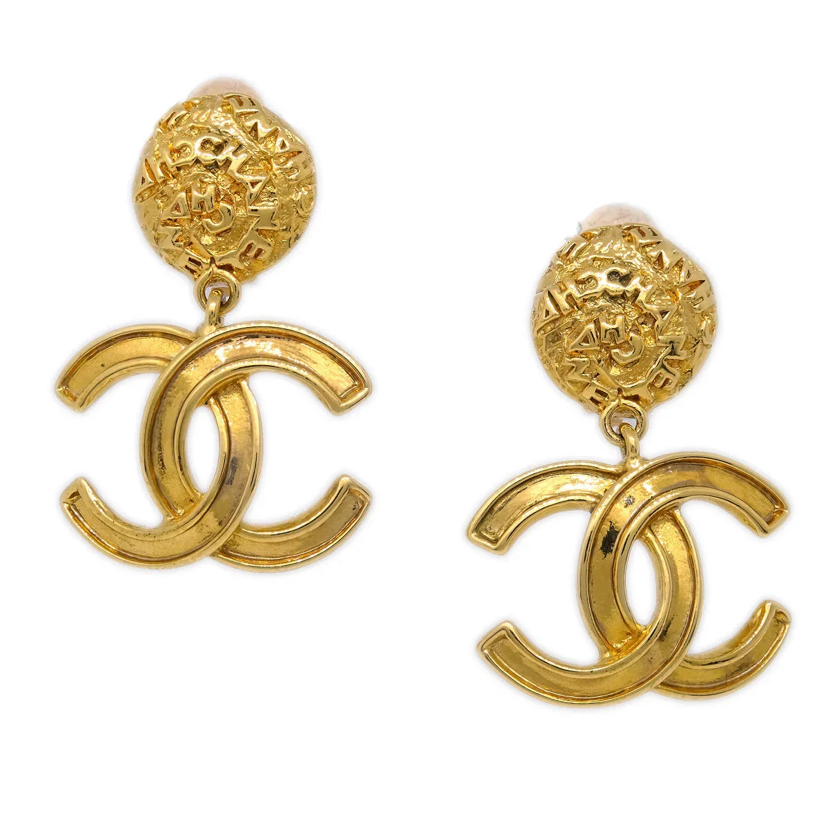 Chanel Gold Dangle Earrings Clip-On 95A