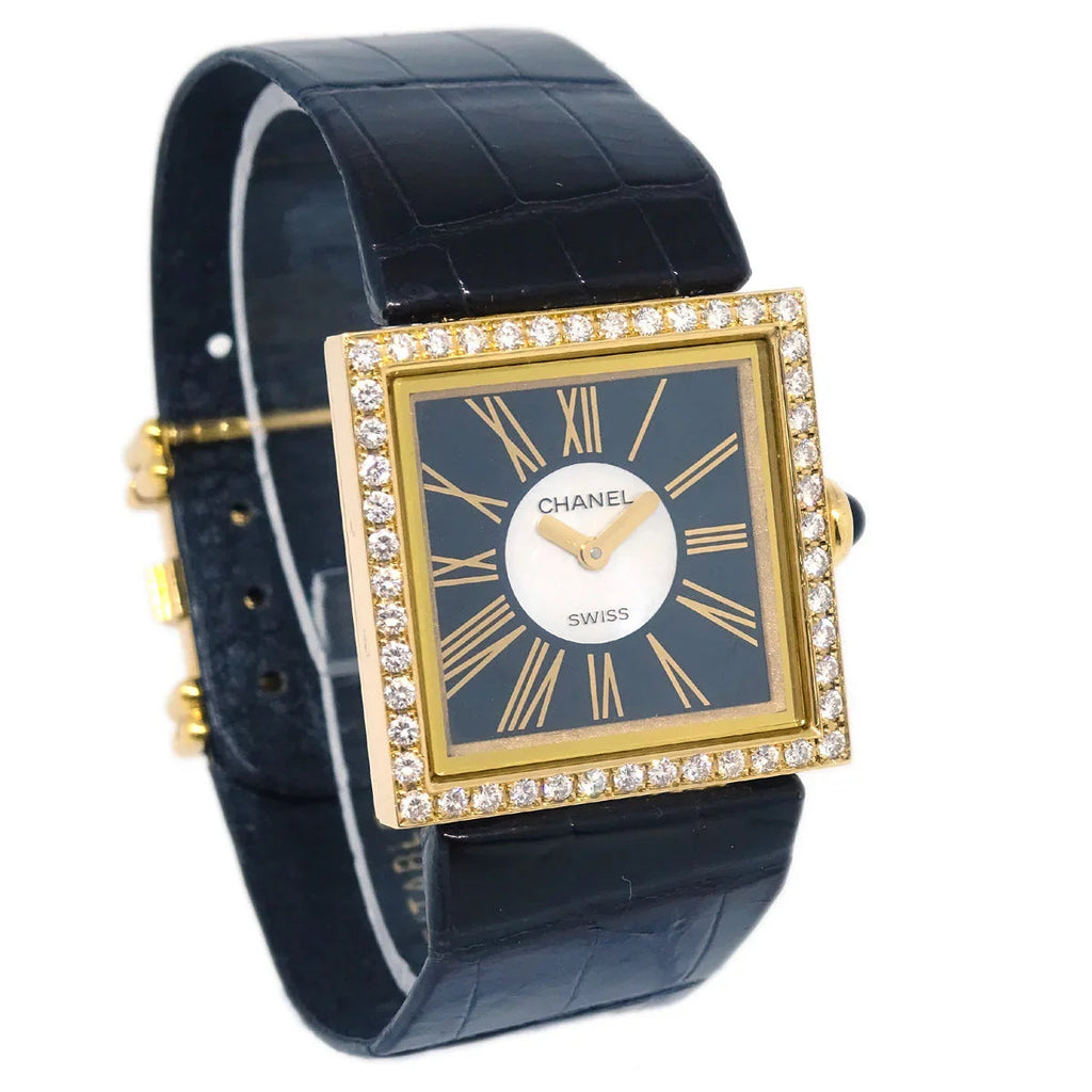 Chanel Mademoiselle Watch Diamond 18KYG Alligator