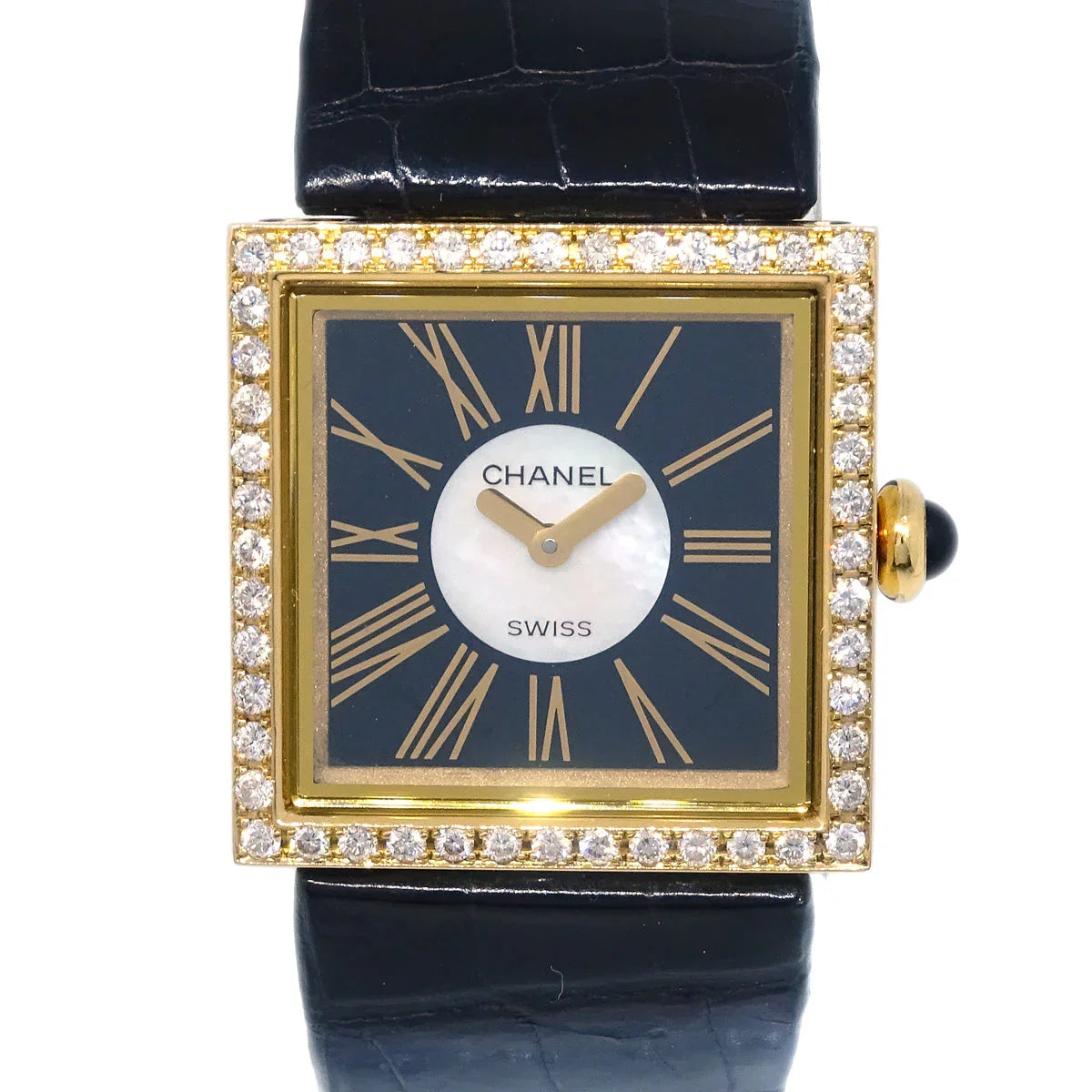 Chanel Mademoiselle Watch Diamond 18KYG Alligator
