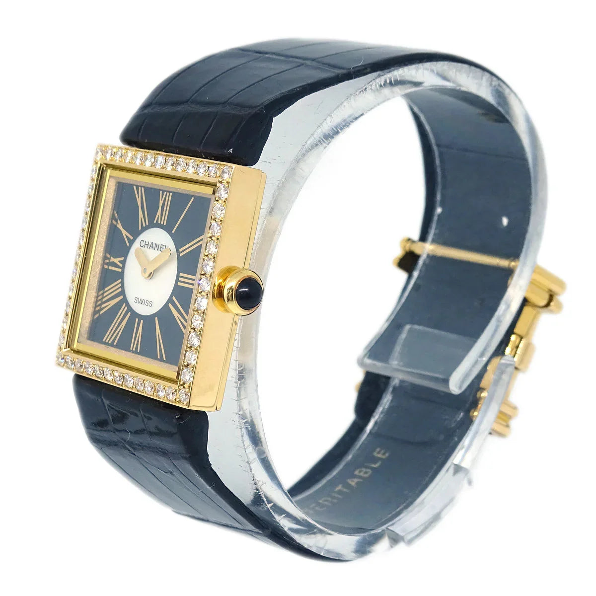 Chanel Mademoiselle Watch Diamond 18KYG Alligator