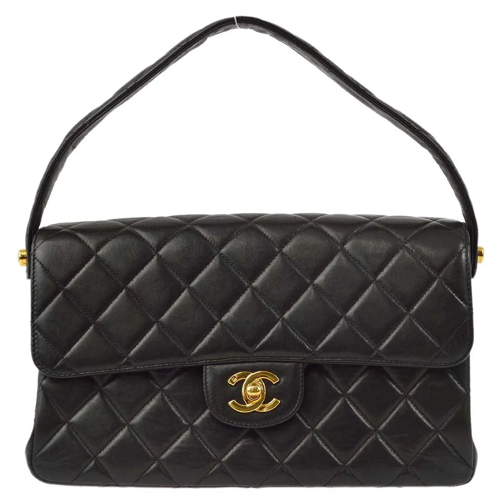 Chanel 1996-1997 Black Lambskin Double Sided Classic Flap Handbag