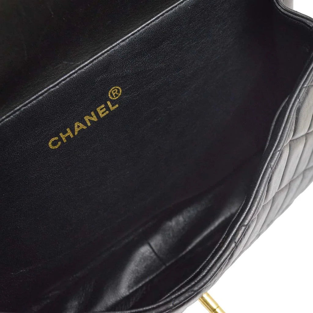 Chanel 1996-1997 Black Lambskin Double Sided Classic Flap Handbag