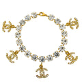 Chanel Rhinestone Chain Bracelet Gold 95P