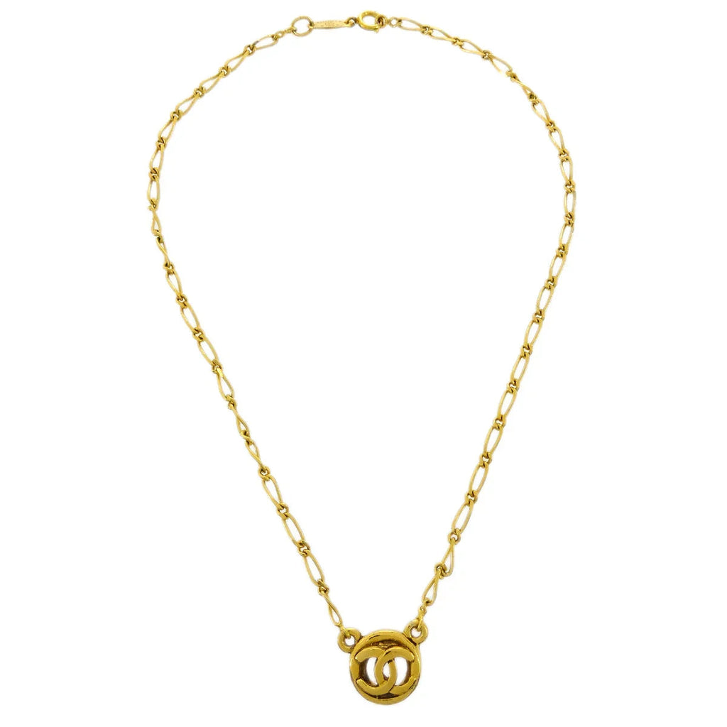 Chanel Medallion Pendant Necklace Gold 1983