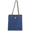 Chanel 1997-1999 Denim Chain Tote Handbag