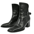 Chanel * Black Leather Short Boots Shoes #36 1/2