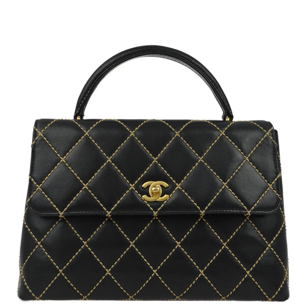 Chanel 2004-2005 Black Calfskin Wild Stitch Kelly Handbag