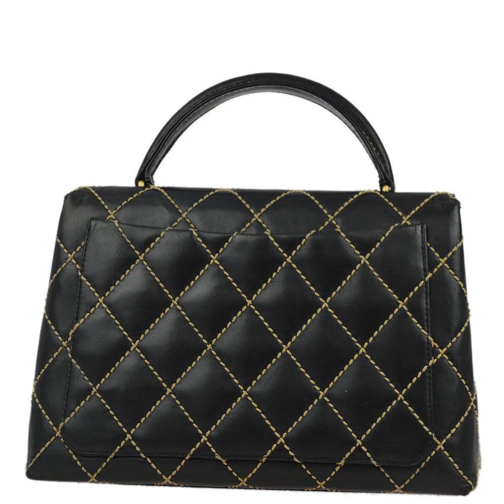 Chanel 2004-2005 Black Calfskin Wild Stitch Kelly Handbag