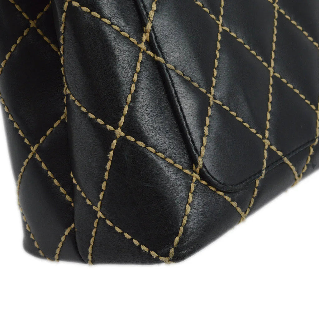 Chanel 2004-2005 Black Calfskin Wild Stitch Kelly Handbag