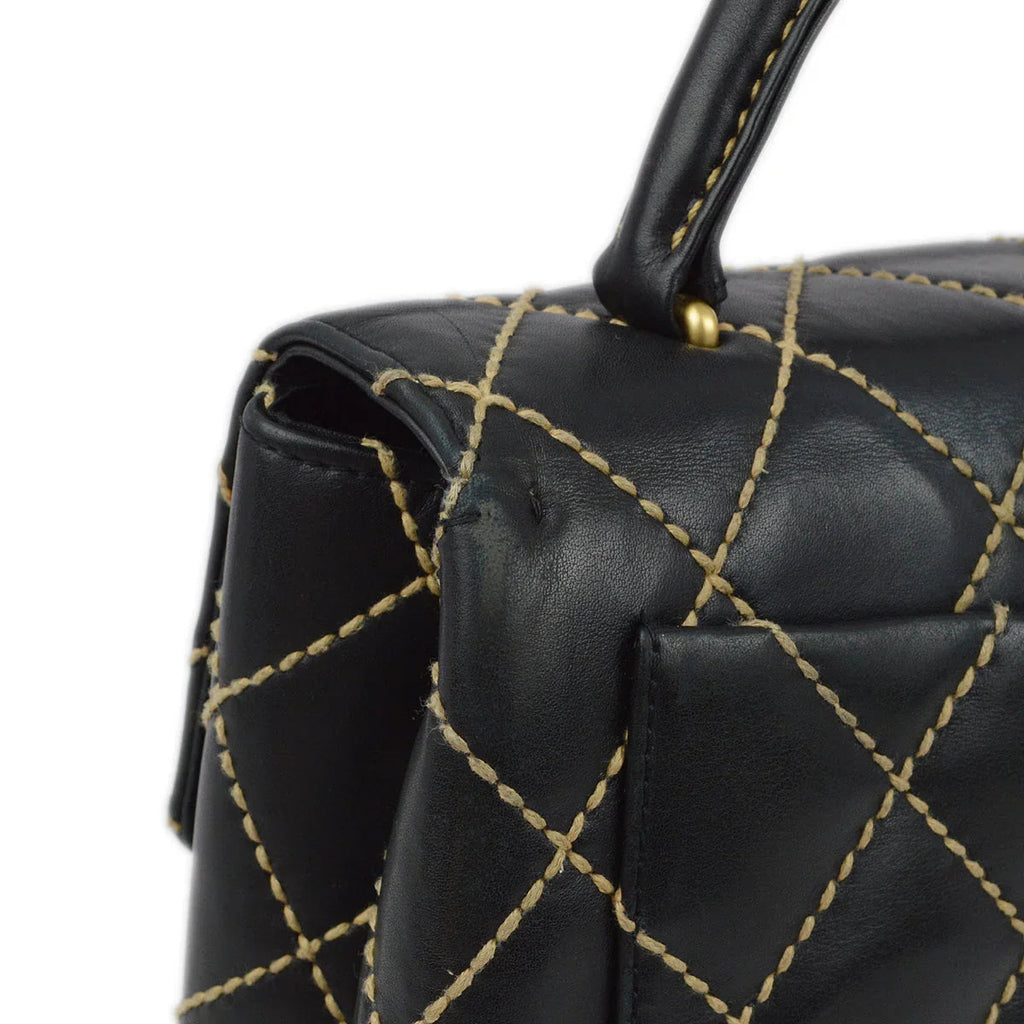 Chanel 2004-2005 Black Calfskin Wild Stitch Kelly Handbag