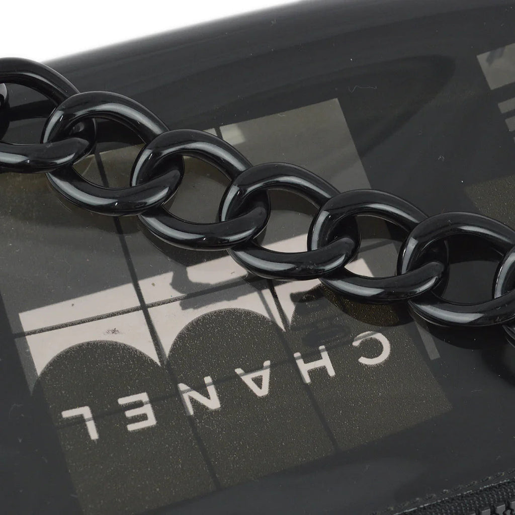 Chanel 2003-2004 Black Vinyl Window Chain Shoulder Bag
