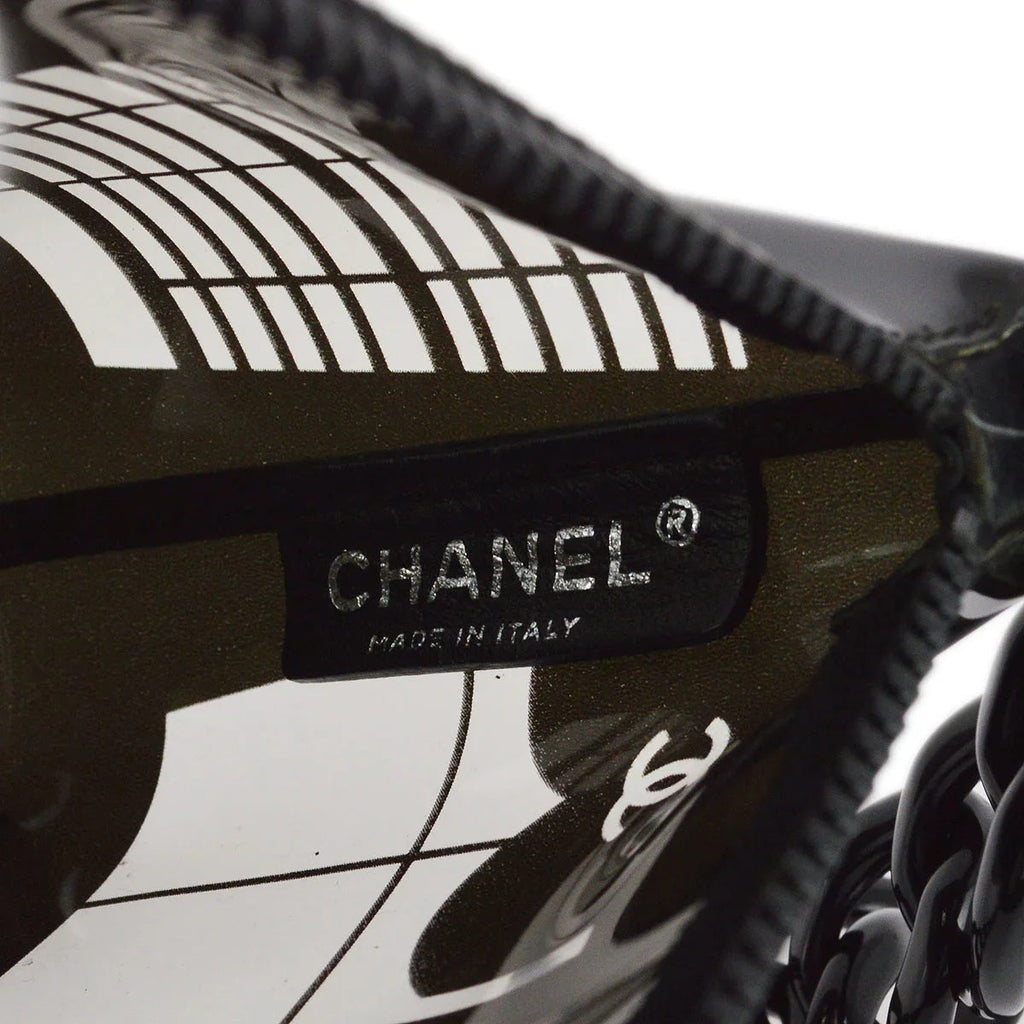 Chanel 2003-2004 Black Vinyl Window Chain Shoulder Bag