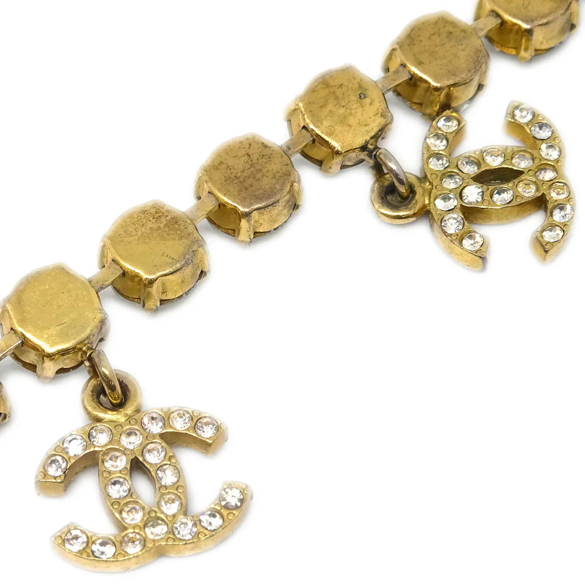 Chanel Rhinestone Bracelet Gold 96P