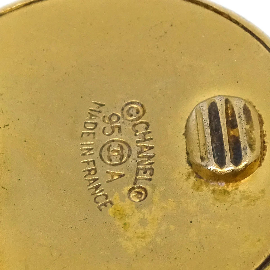 Chanel Button Earrings Clip-On Gold 95A