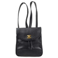 Chanel 1996-1997 Black Caviar Triple CC Backpack