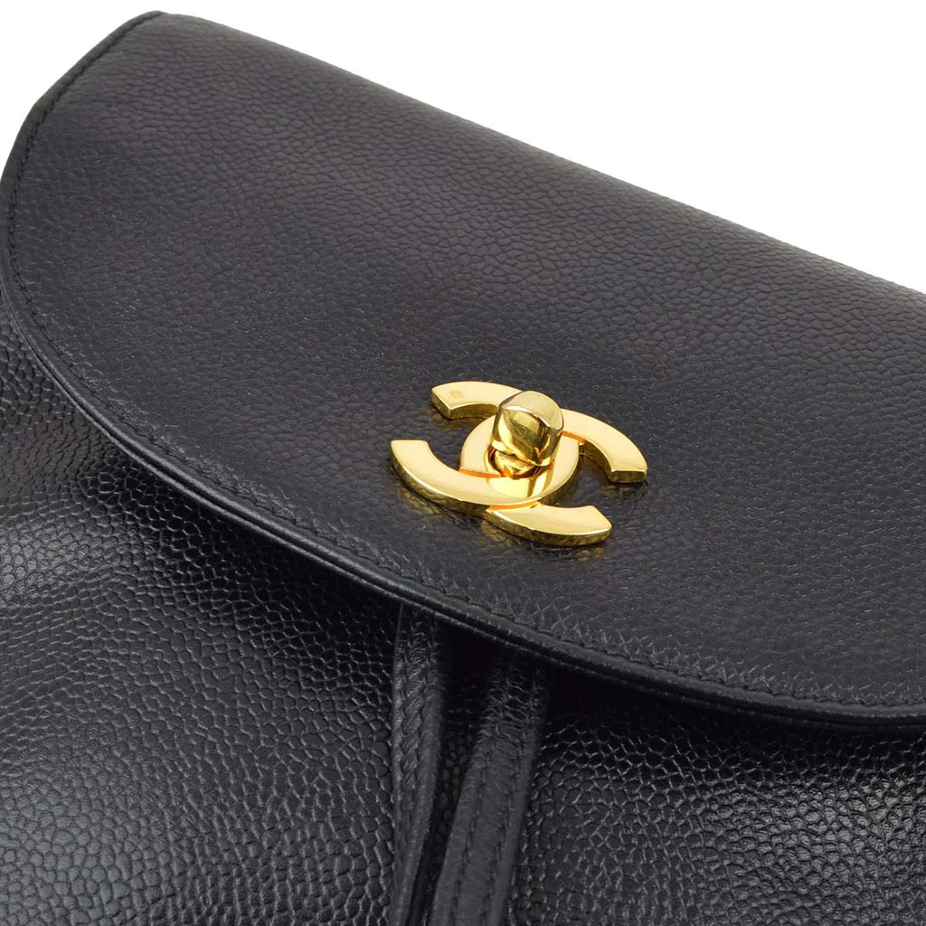 Chanel 1996-1997 Black Caviar Triple CC Backpack