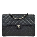 Chanel 2000-2001 Black Caviar Jumbo Classic Flap Shoulder Bag