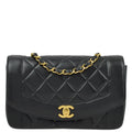 Chanel 1996-1997 Black Lambskin Small Diana Shoulder Bag