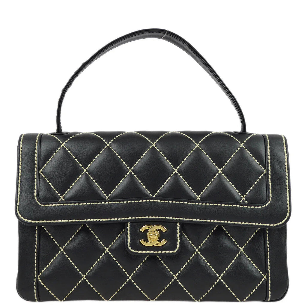Chanel 2004-2005 Black Calfskin Wild Stitch Handbag