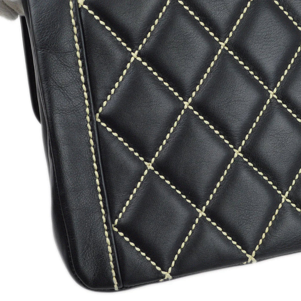 Chanel 2004-2005 Black Calfskin Wild Stitch Handbag