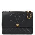 Chanel Black Lambskin Straight Flap Shoulder Bag
