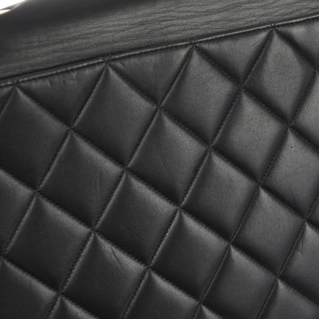 Chanel Black Lambskin Straight Flap Shoulder Bag