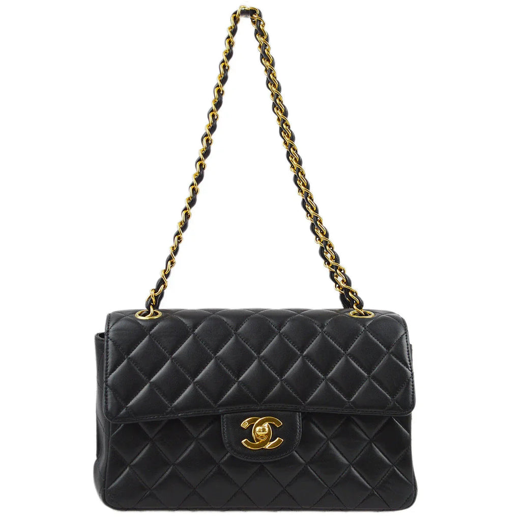 Chanel 1994-1996 Black Lambskin Double Sided Classic Flap Shoulder Bag