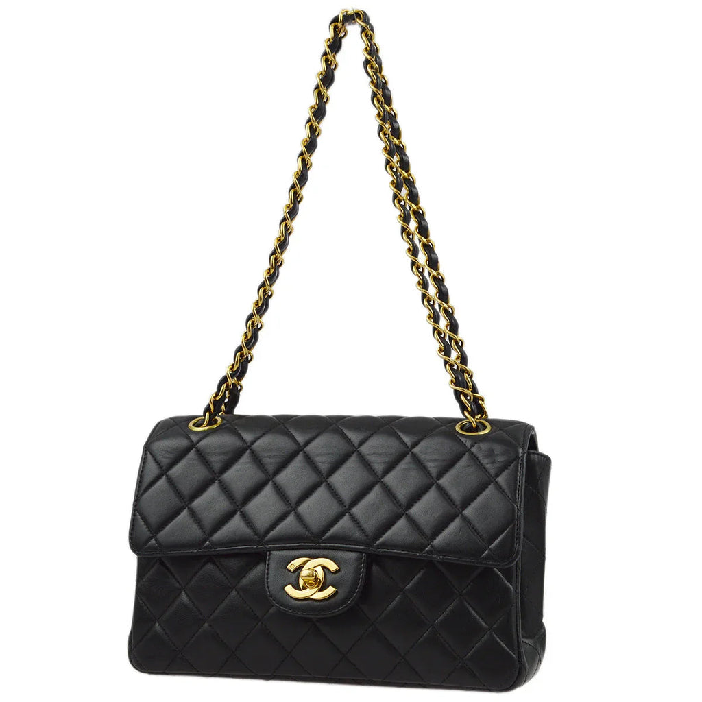 Chanel 1994-1996 Black Lambskin Double Sided Classic Flap Shoulder Bag