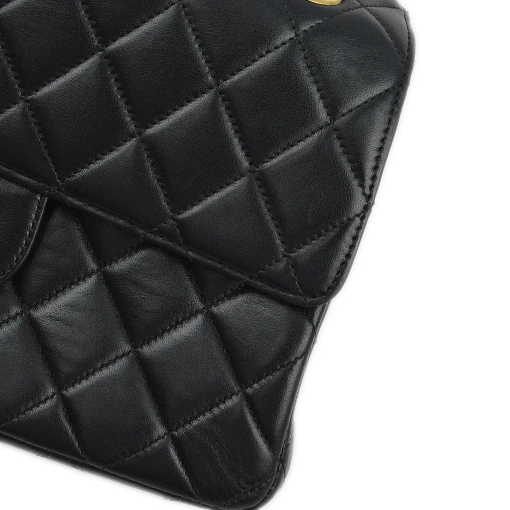 Chanel 1994-1996 Black Lambskin Double Sided Classic Flap Shoulder Bag