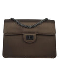 Chanel 1997-1999 Brown Satin Mademoiselle Lock Shoulder Bag