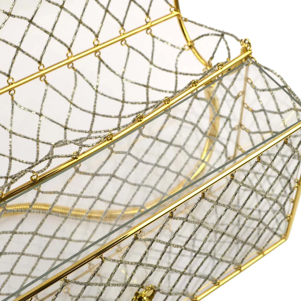 Chanel * Clear Cage Bag in Lucite with Beading, Gold Tone Frame and Chain Strap