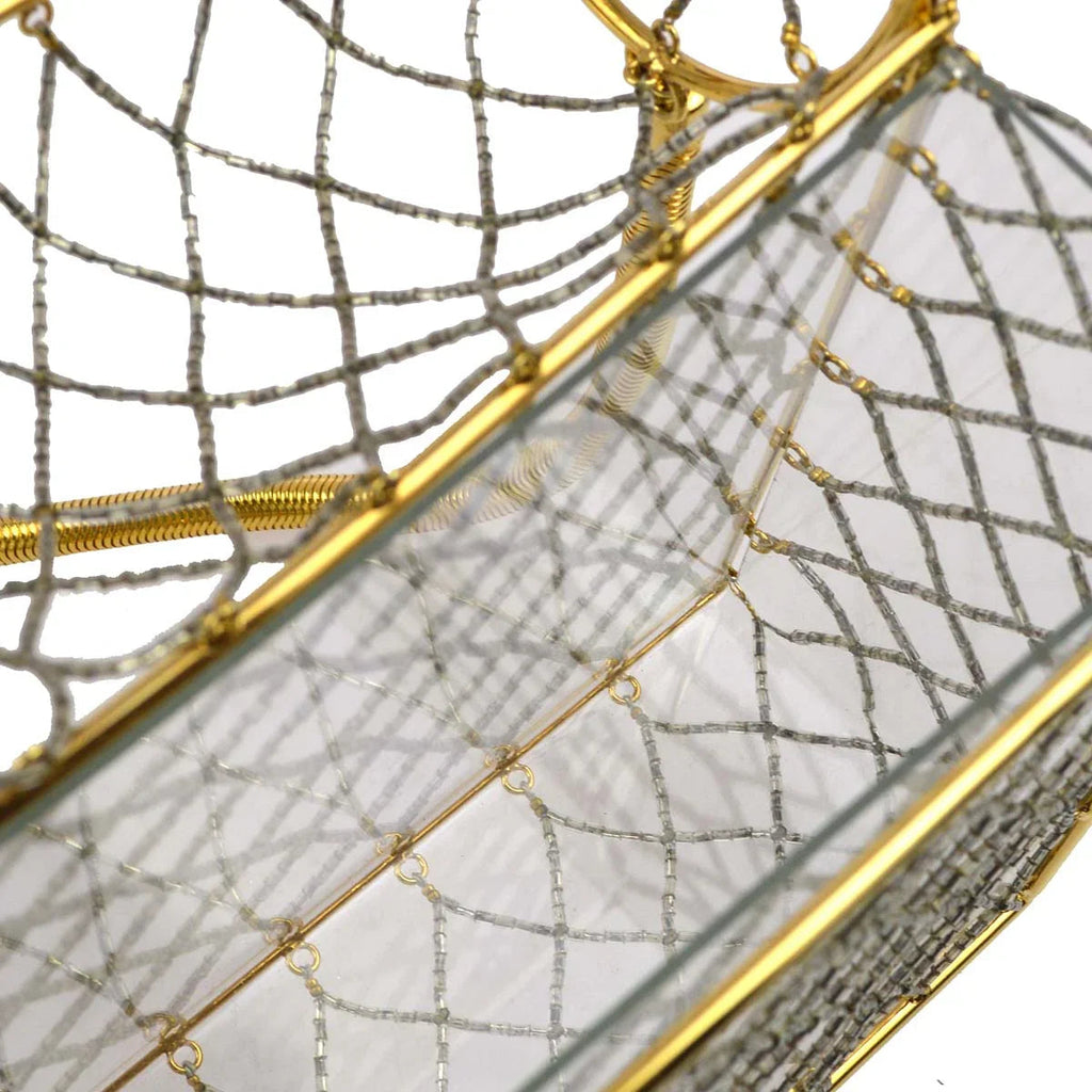 Chanel * Clear Cage Bag in Lucite with Beading, Gold Tone Frame and Chain Strap