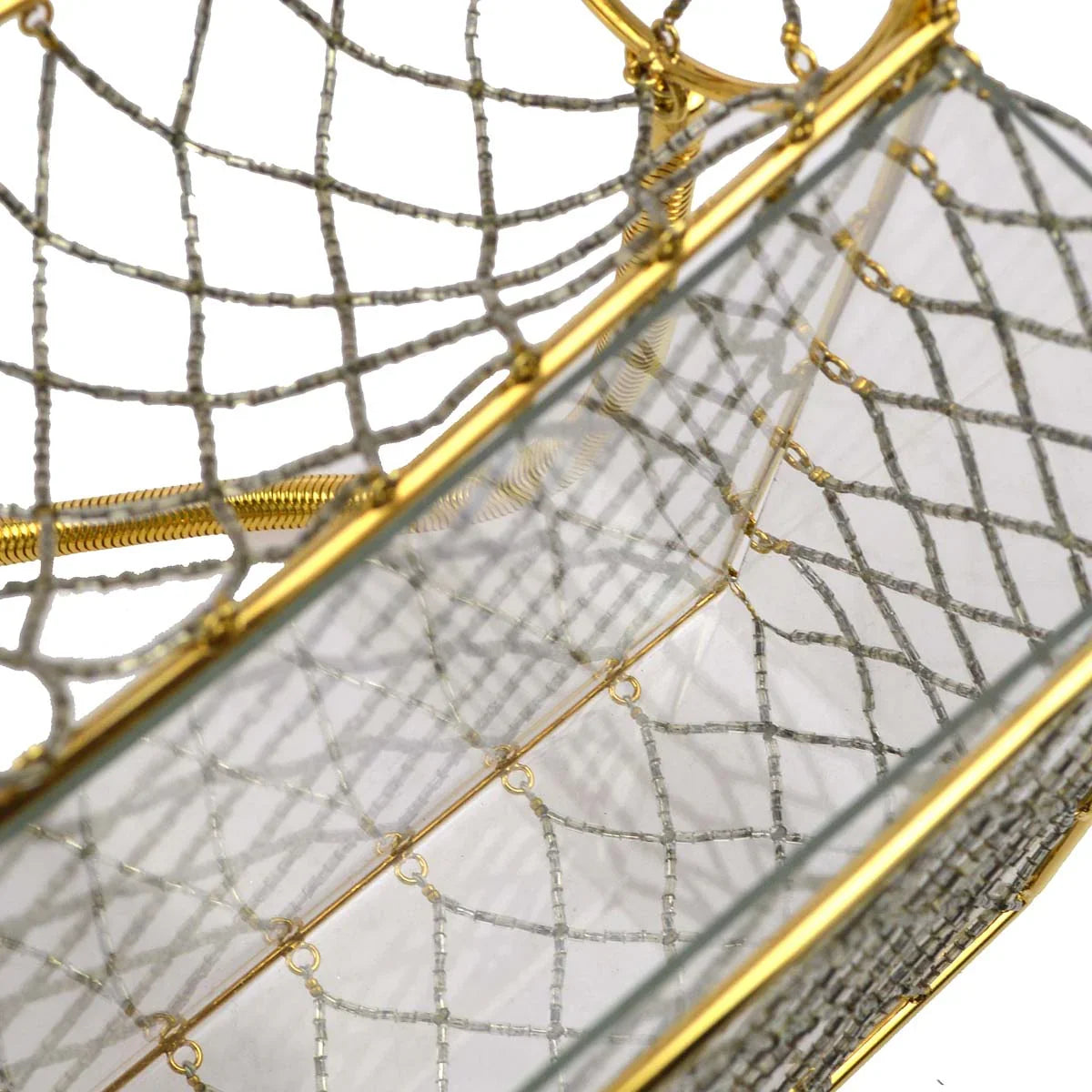 Chanel * Clear Cage Bag in Lucite with Beading, Gold Tone Frame and Chain Strap