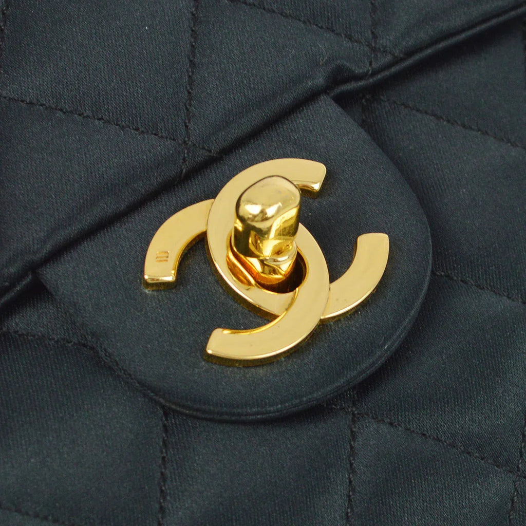 Chanel 1986-1988 Black Satin Mini Classic Square Flap Shoulder Bag 17